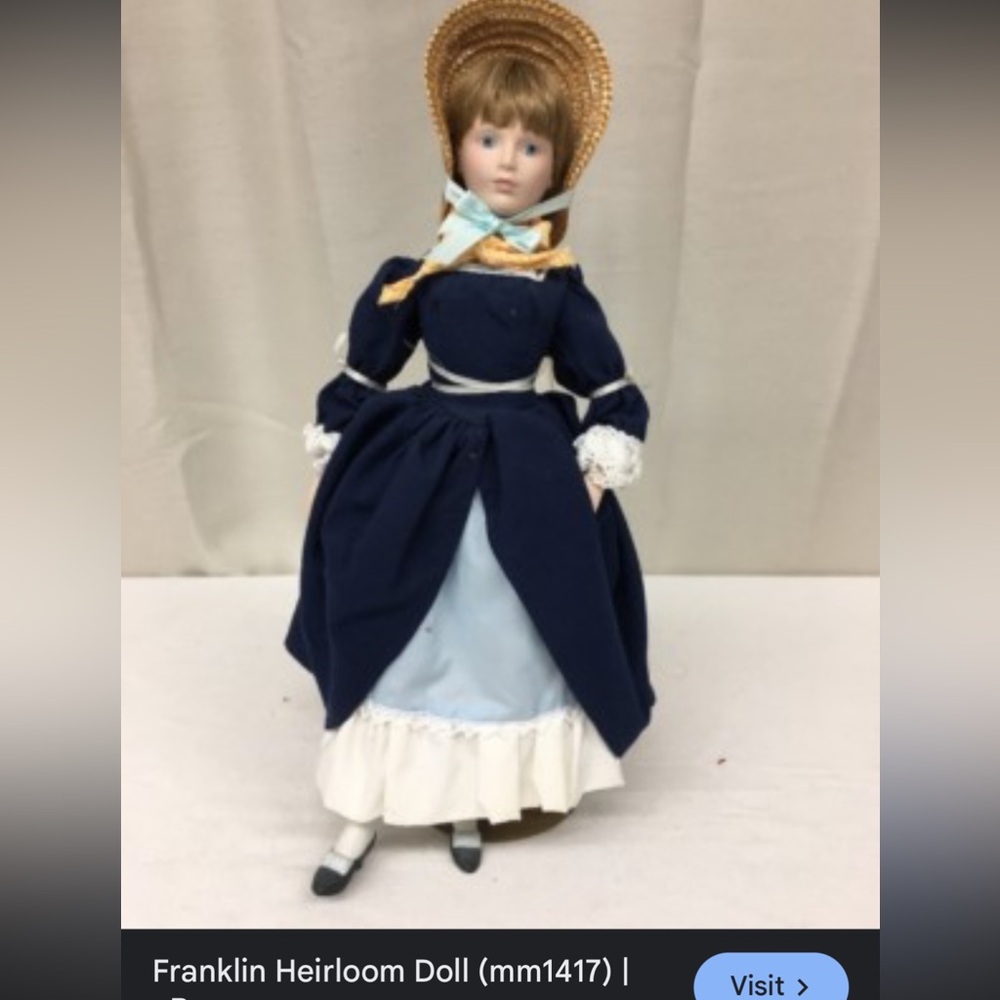 Vintage Franklin Heirloom bisque porcelain collectible doll!